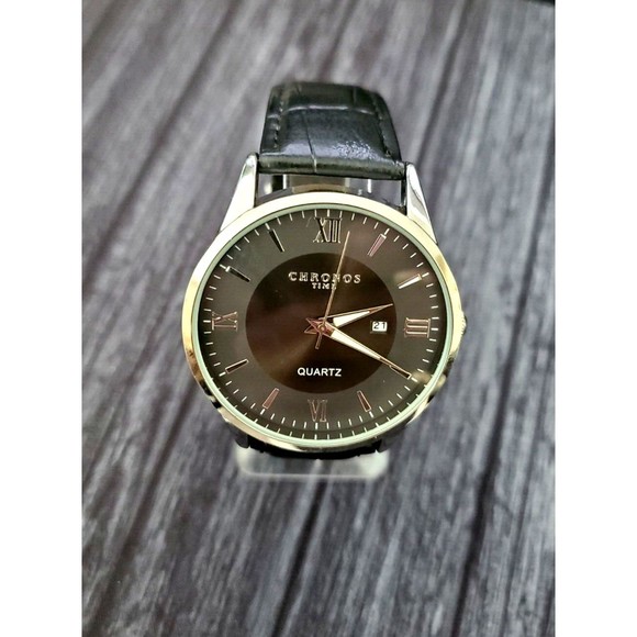 Chronos Japan Movement Tuxedo Black Roman Dial Mens T Cocktail Time Watch NIB - Picture 3 of 7